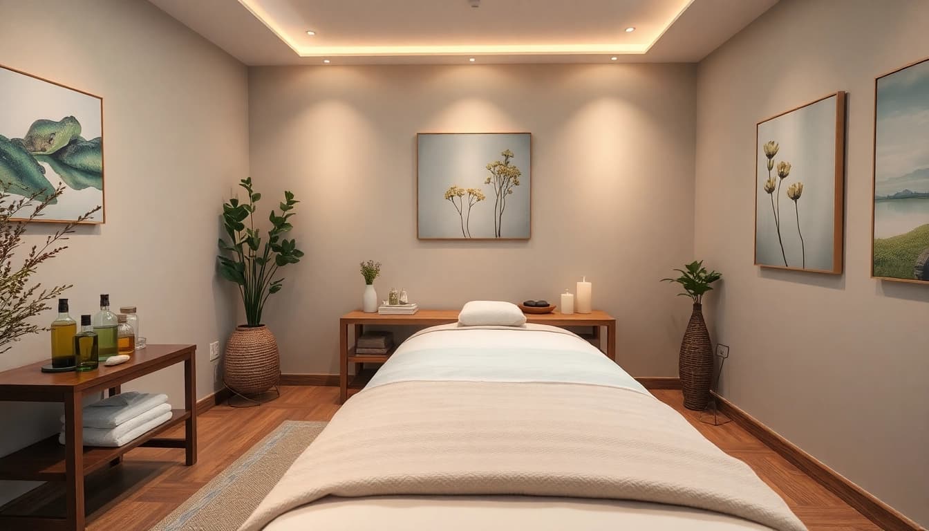 Relaxing 동탄출장마사지 treatment room with soothing ambiance and professional setup.