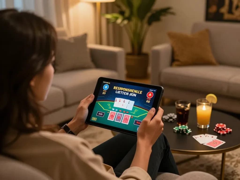 Engaging gameplay at 888VI Homepage showcasing online blackjack with tablet and warm ambiance.
