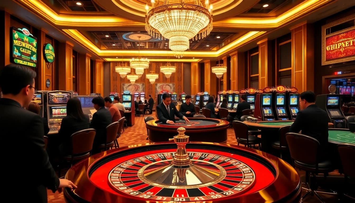 Experience high-stakes gambling excitement at the luxurious scene inspired by https://hanoiculturetravel.com/ featuring roulette and engaging players.