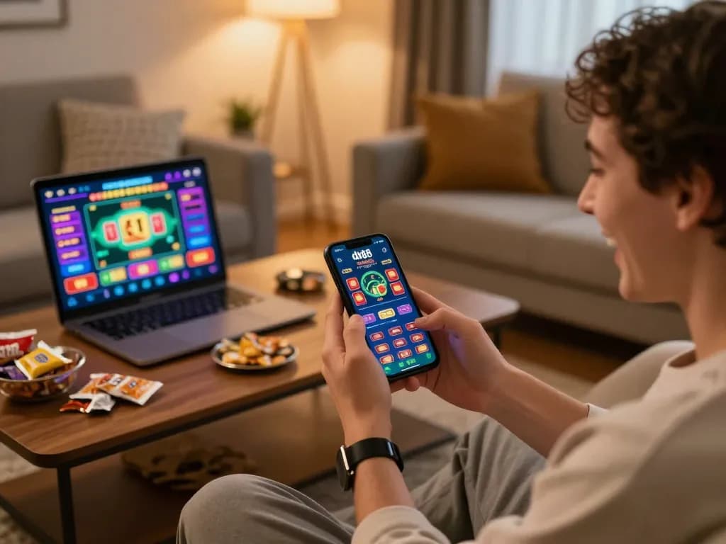 Engaging online gaming moment using the dh88 casino app on a smartphone