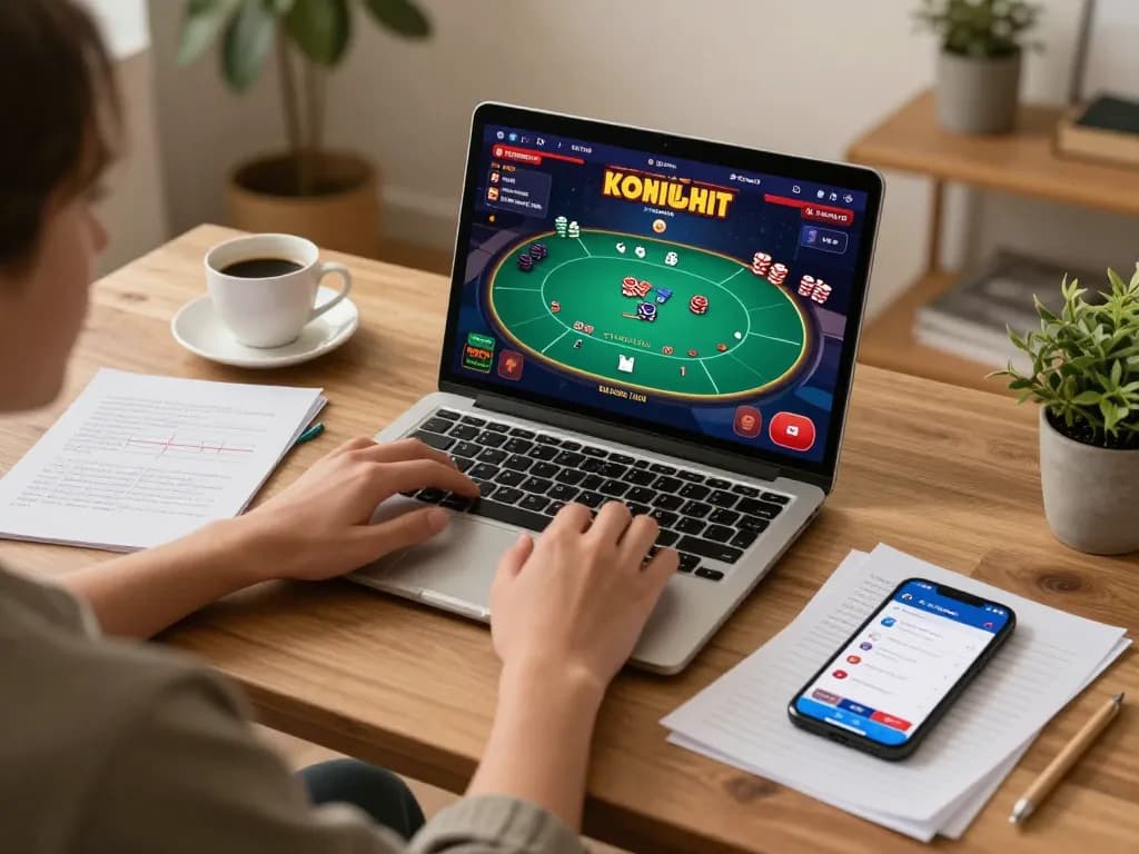 Engaging in online poker gameplay at home with 388bet laptop interface and betting strategies.