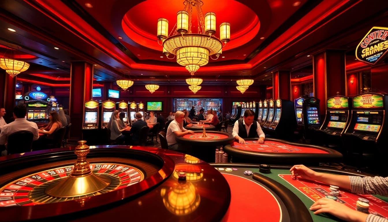 Hitclub casino scene with players enjoying poker, roulette, and slot machines.