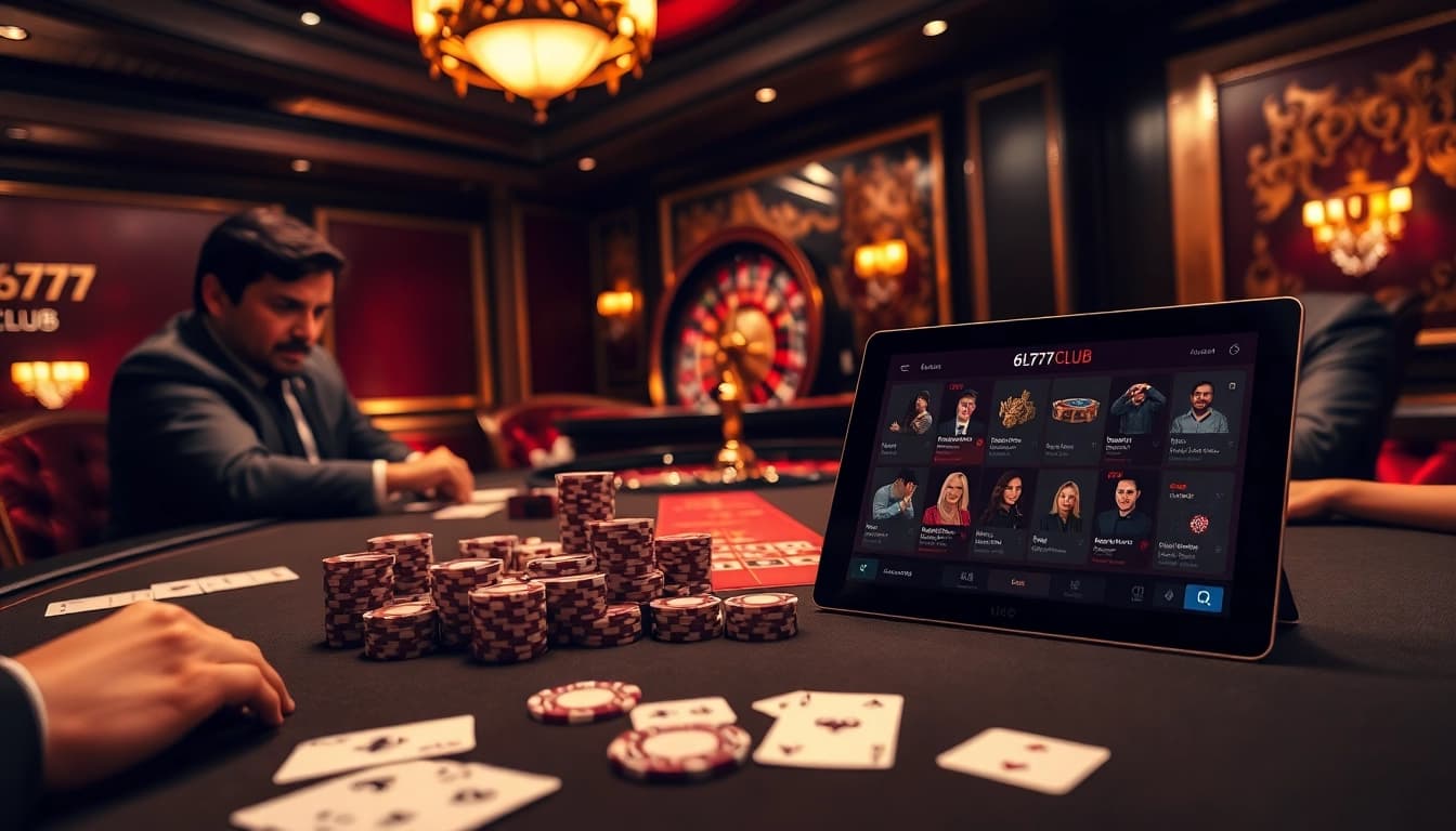 Experience the thrill of the 6L777 CLUB with high-stakes poker and roulette in a luxurious casino setting.