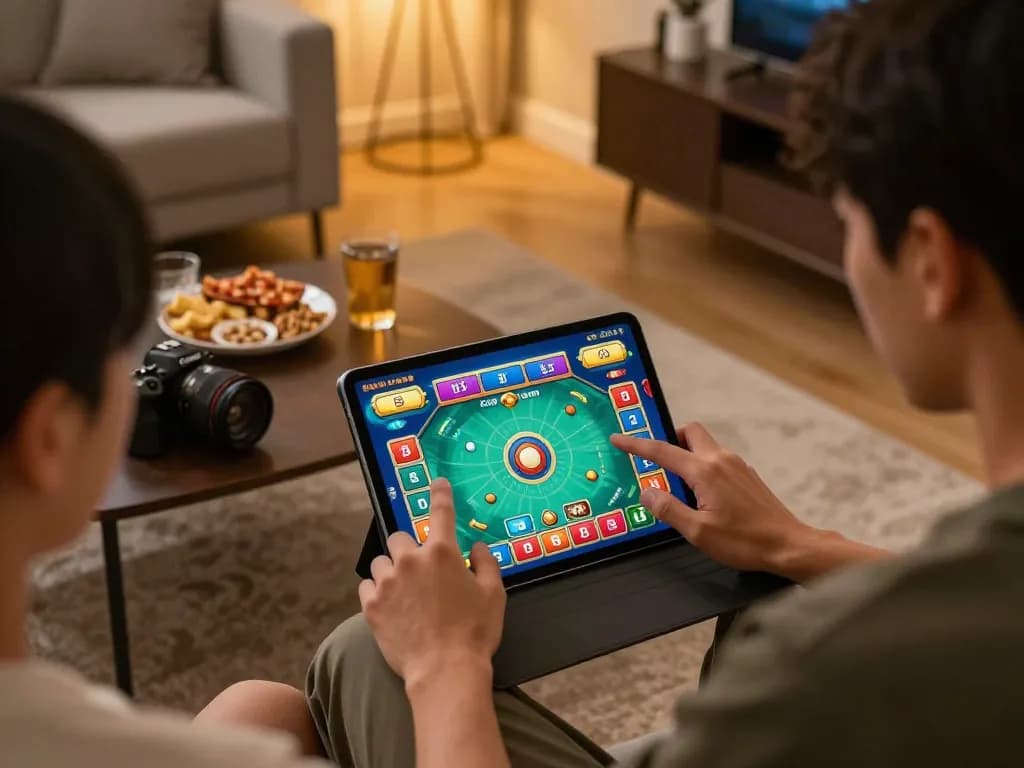 Engaging in lô đề online betting while enjoying snacks in a cozy home setting.