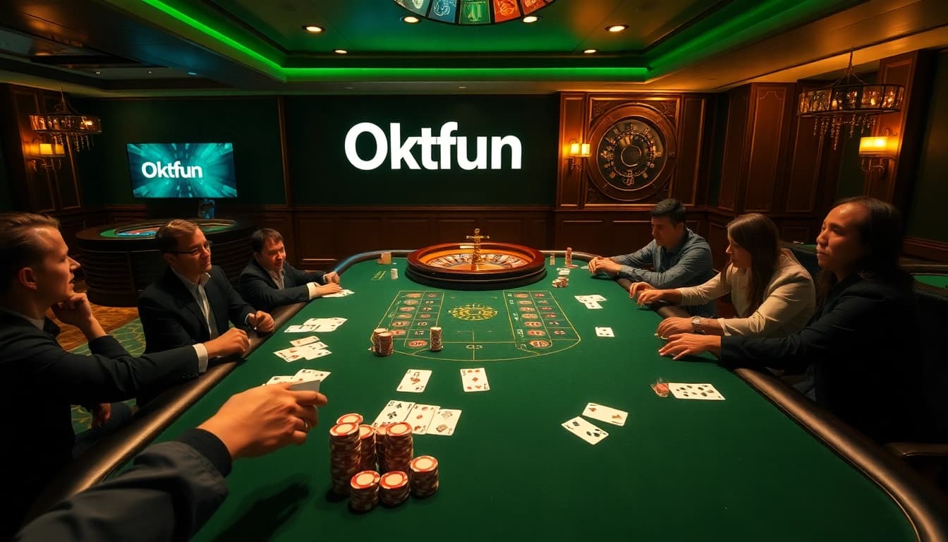 Experience the excitement of gambling at Okfun, featuring vibrant poker tables and thrilling games.