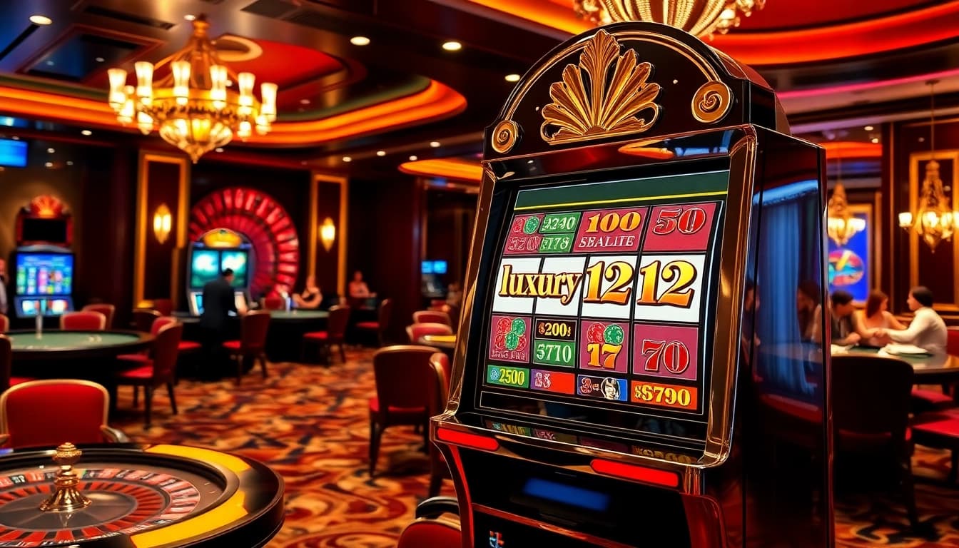 Experience winning gameplay at luxury12 with vibrant slot machines and upscale casino decor.