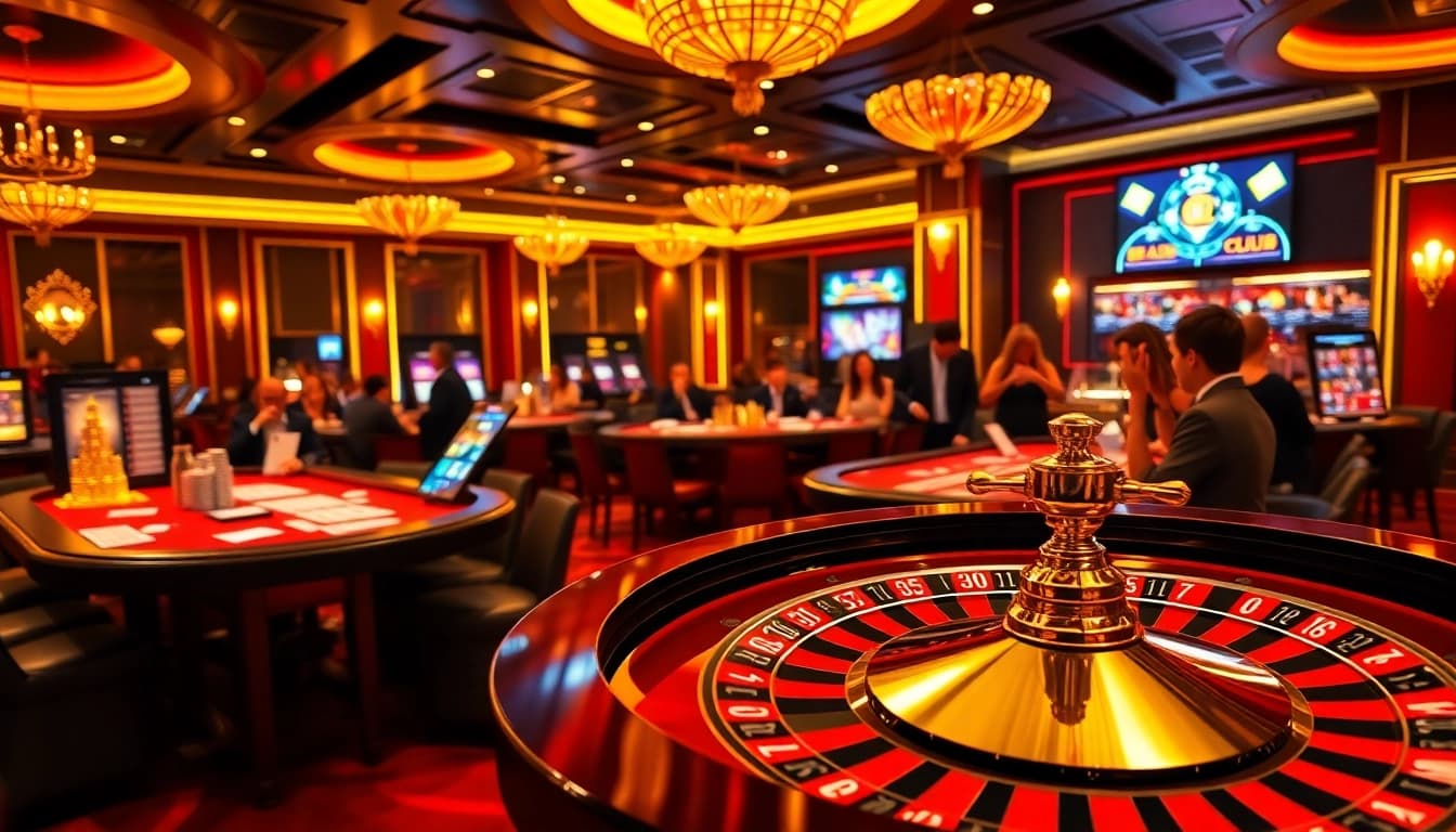 Experience the thrill of gaming at b52 club with poker chips and vibrant roulette wheels.
