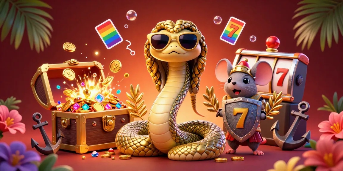 Experience shbet's thrilling world of gaming with Medusa and a warrior mouse amidst treasures and games.