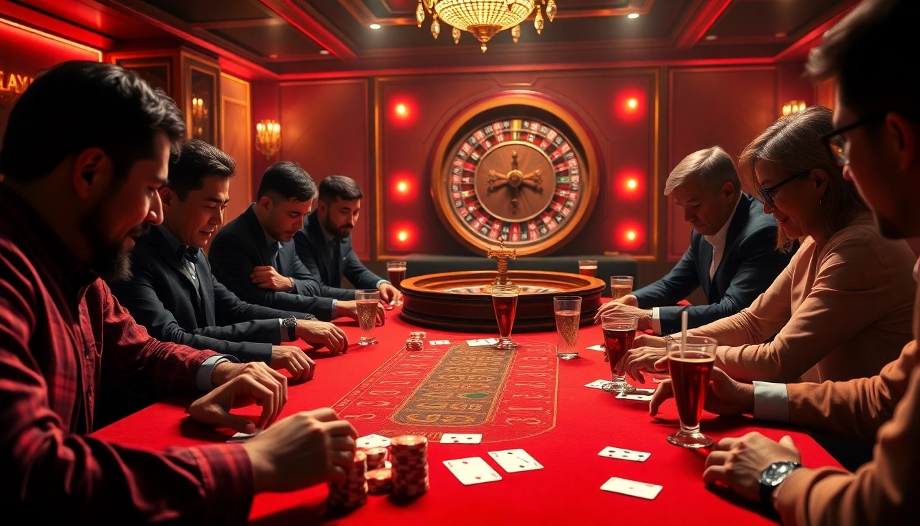 Engage in a thrilling poker game at 789win's luxurious casino with vibrant chips and cards.