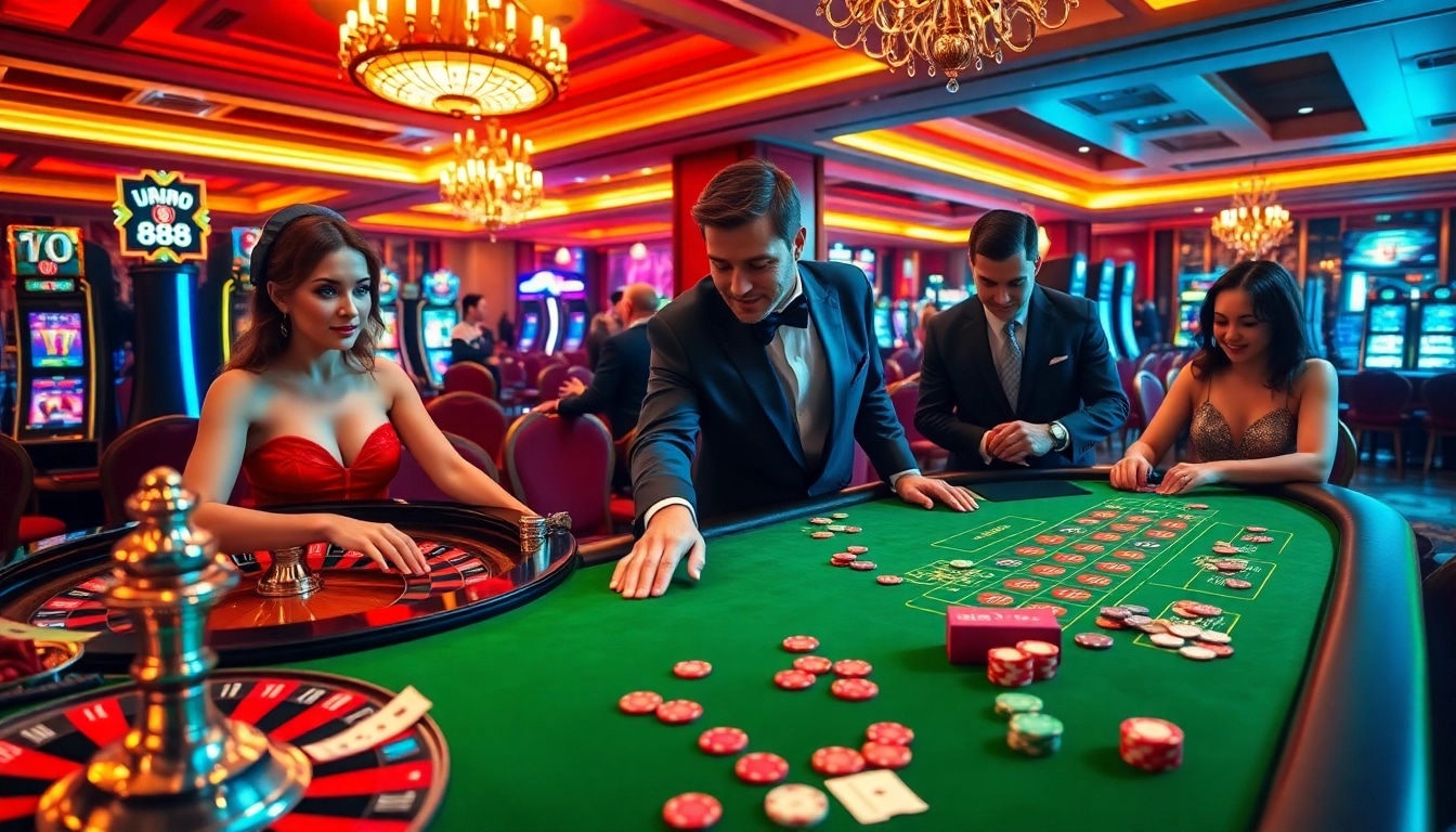 Experience thrilling moments at U 888 casino with players enjoying roulette and poker.