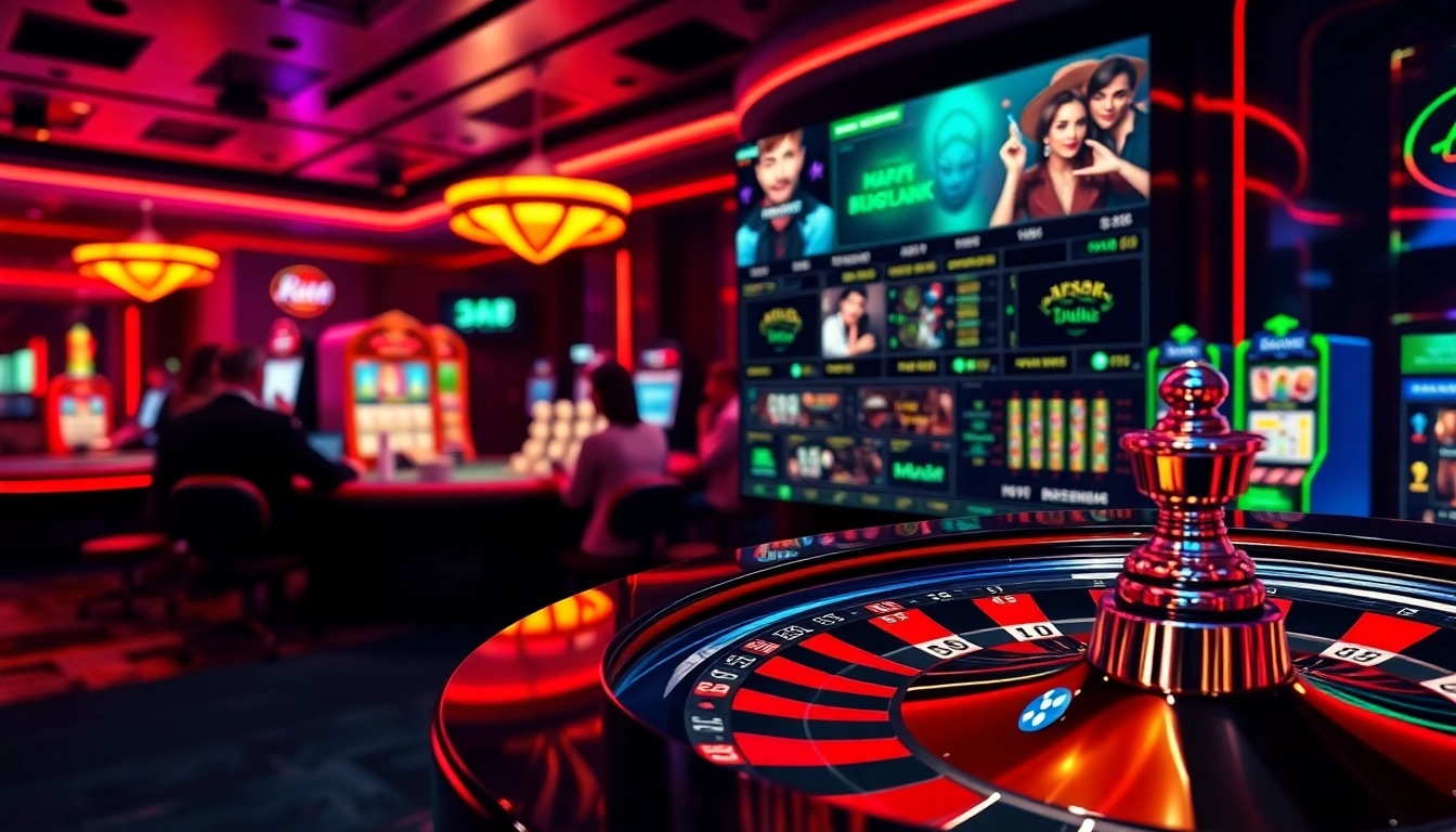 Kubet enthusiasts enjoying a high-stakes poker game in a vibrant casino setting.