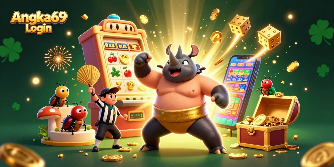 Experience Angka69 Login with exciting casino elements like jackpot slots, coins, and blazing action!
