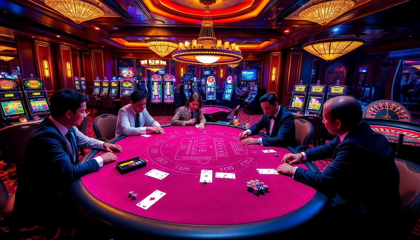 Players engaged in an intense poker game at situs apiraja88's luxurious casino.