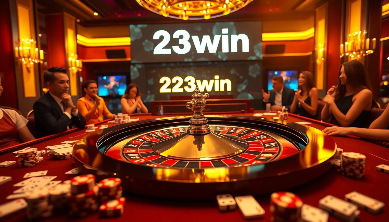 Players engaging at a vibrant casino table, embodying the thrill of 23win gambling.