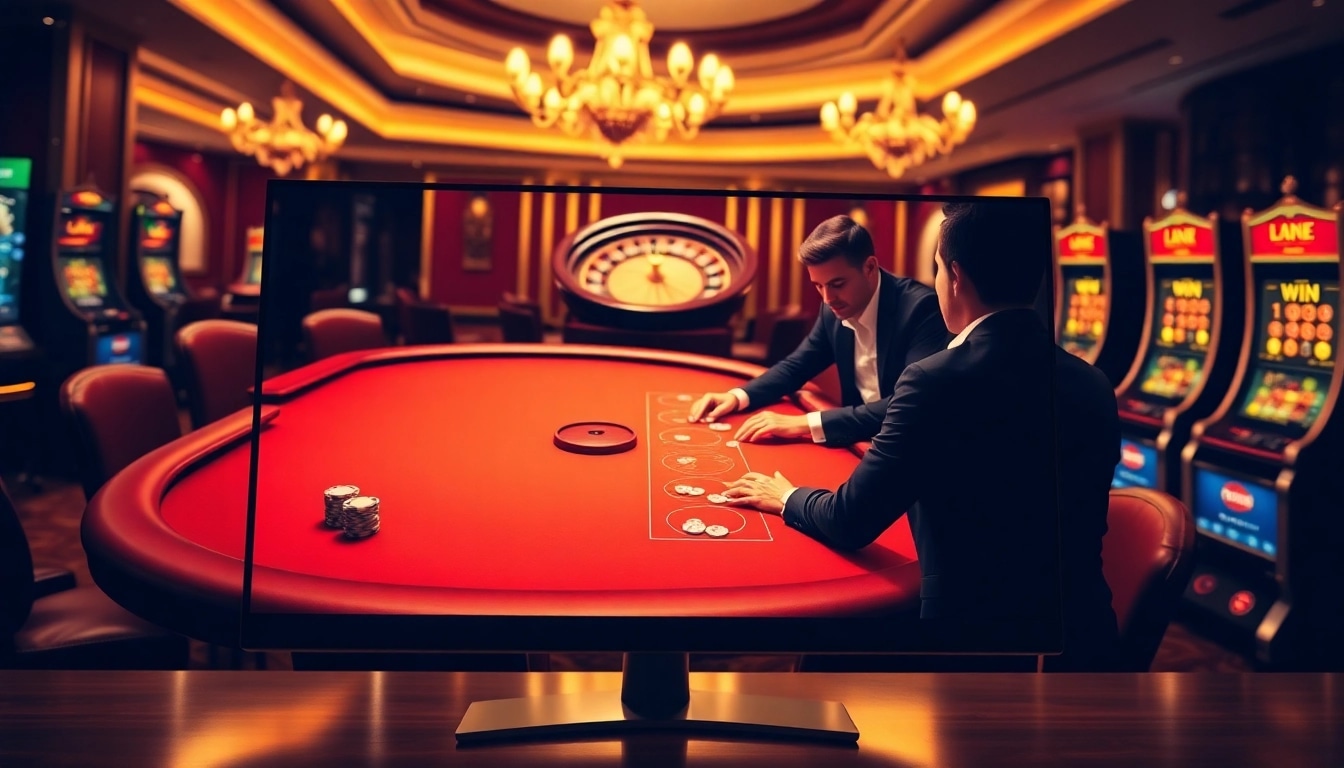 Engage with the thrilling link kubet experience at a luxury casino table with poker chips and roulette.