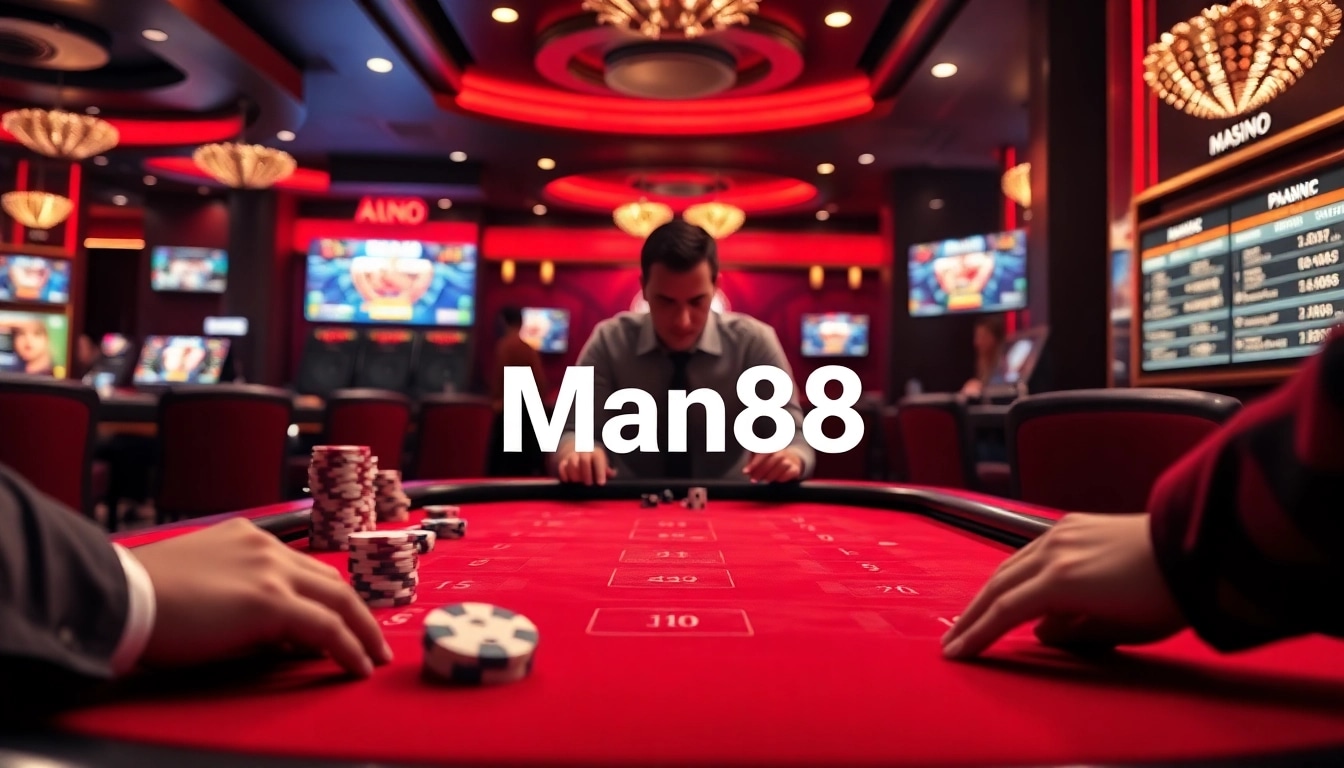 Man88 players placing bets at a sophisticated online casino table with engaging gameplay elements.