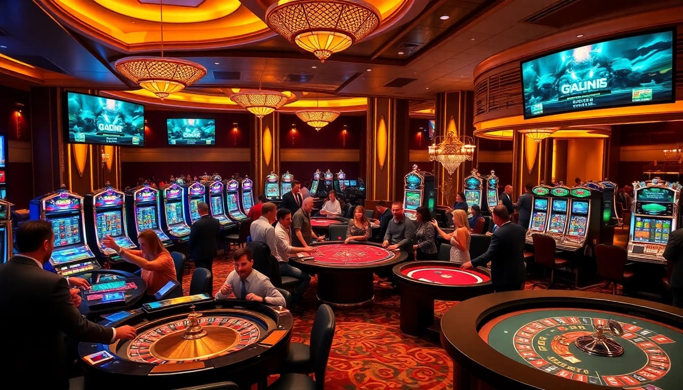 Ga6789 casino scene where players win big at roulette and blackjack tables.