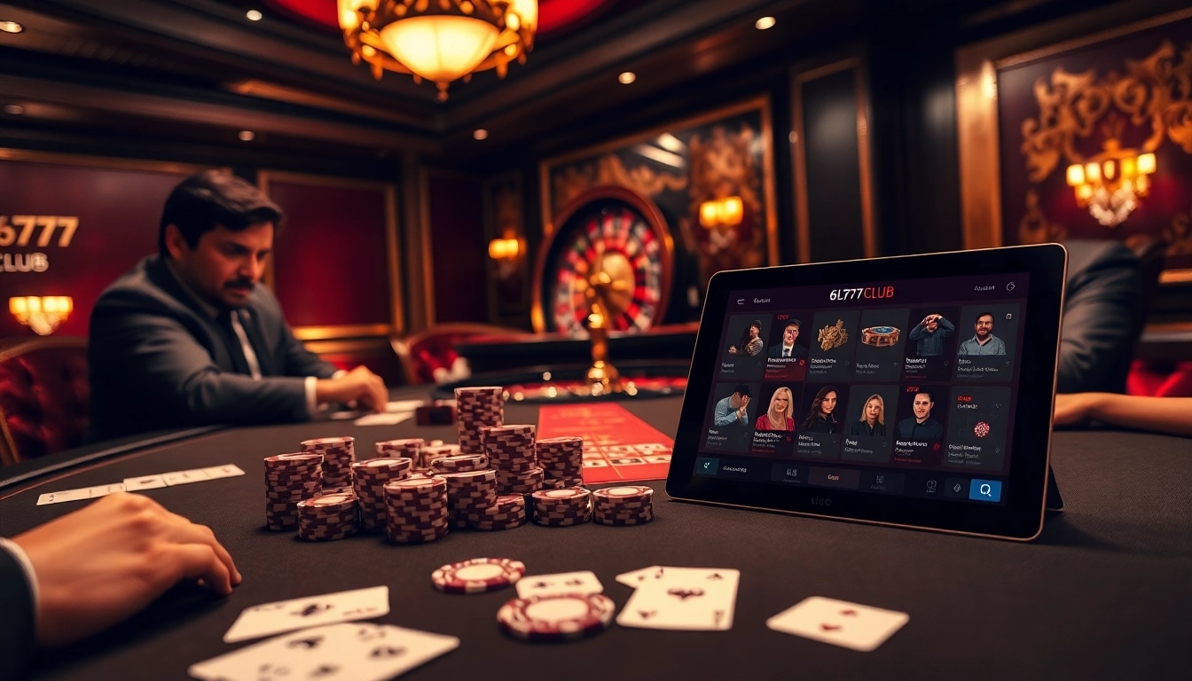 Experience the thrill of the 6L777 CLUB with high-stakes poker and roulette in a luxurious casino setting.