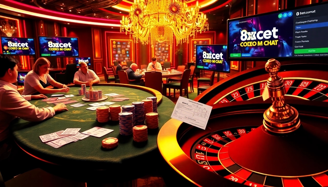 Experience thrilling gambling action at 8xbetcom.chat with poker tables and roulette wheels.