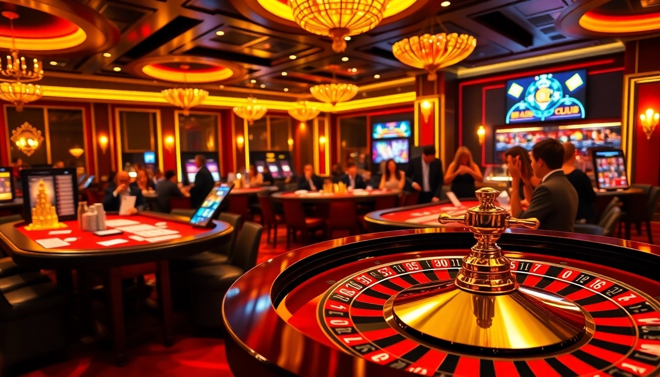 Experience the thrill of gaming at b52 club with poker chips and vibrant roulette wheels.