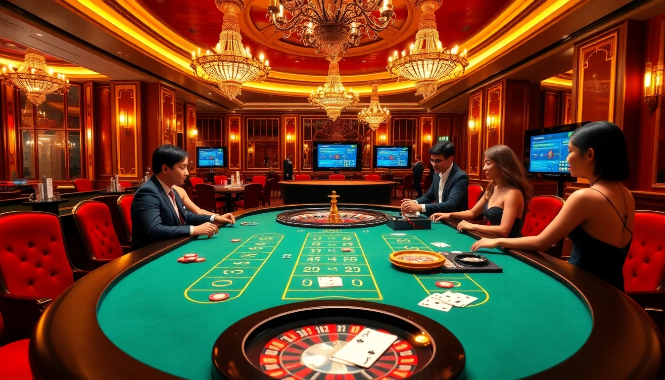 Exciting Baccarat gameplay at Nhà Cái BJ888 with vibrant casino atmosphere.