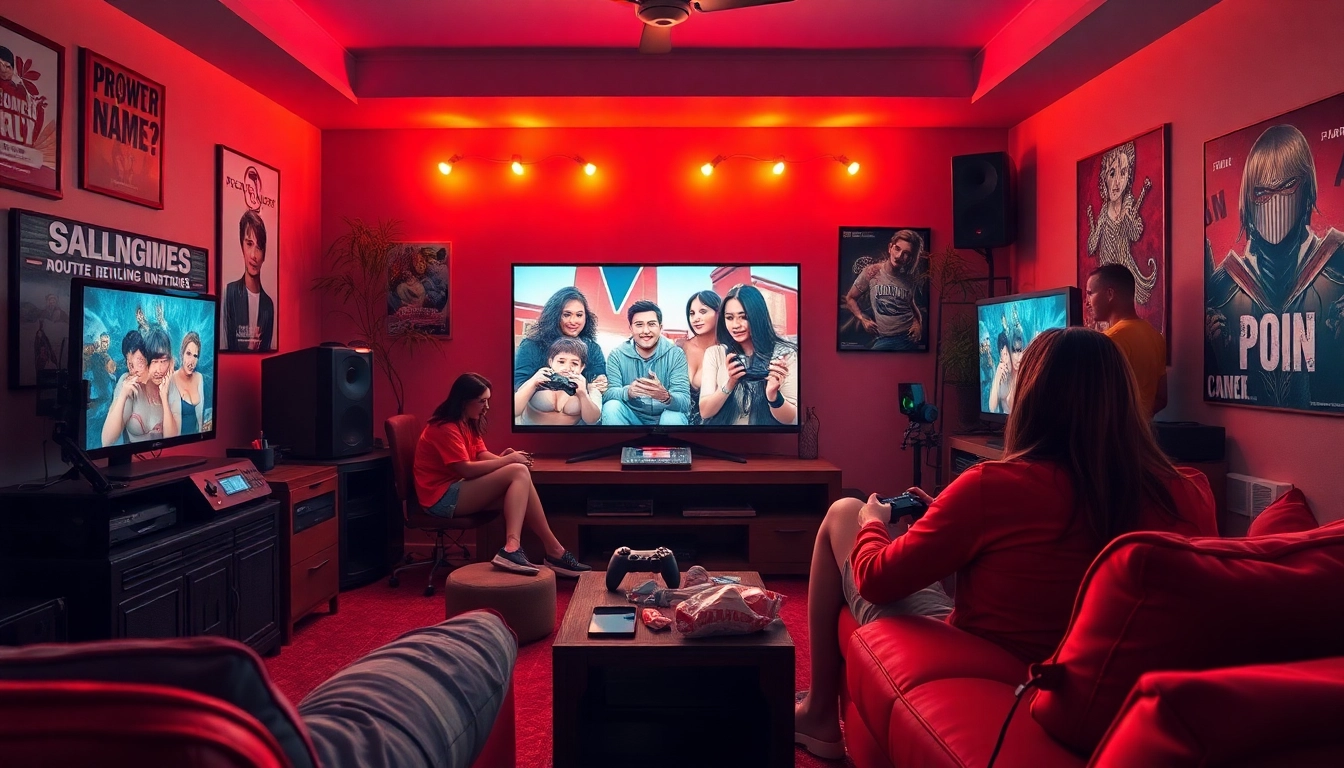 Engaging scene of players enjoying a variety of porn games in a cozy gaming room atmosphere.