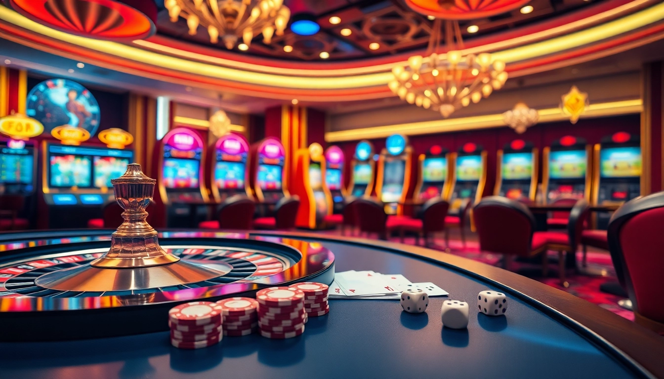Engage in thrilling games at F8BET.COM, featuring vibrant slot machines and elegant casino elements.