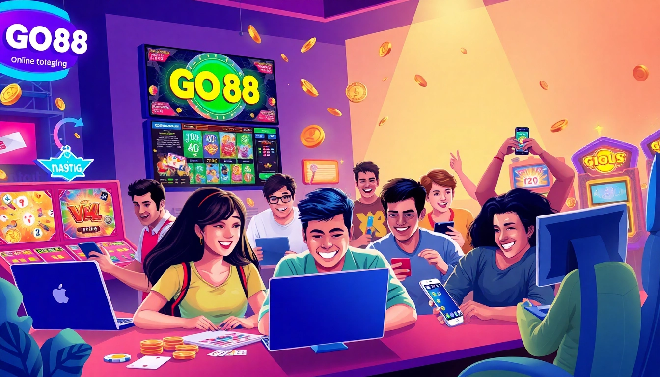 Exciting gaming experience at GO 88 platform with diverse players enjoying rewards.
