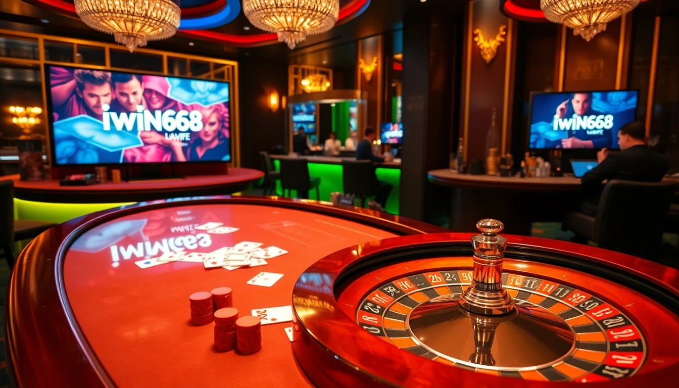 Engage in exciting gameplay at iwin68.wtf's luxurious casino tables with cards and chips.