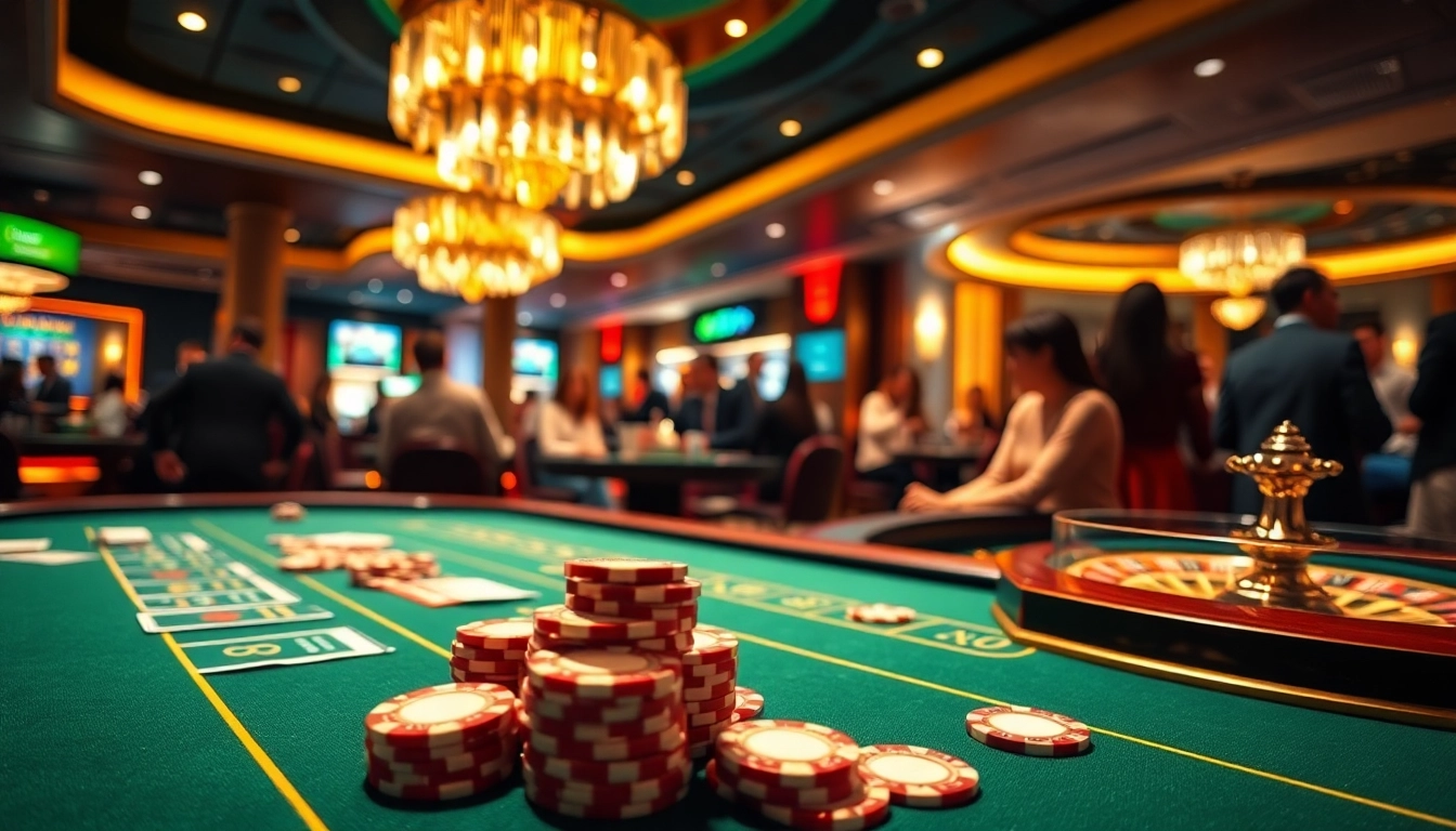 Xocdia88 gaming table featuring vibrant casino elements and professional gamblers.