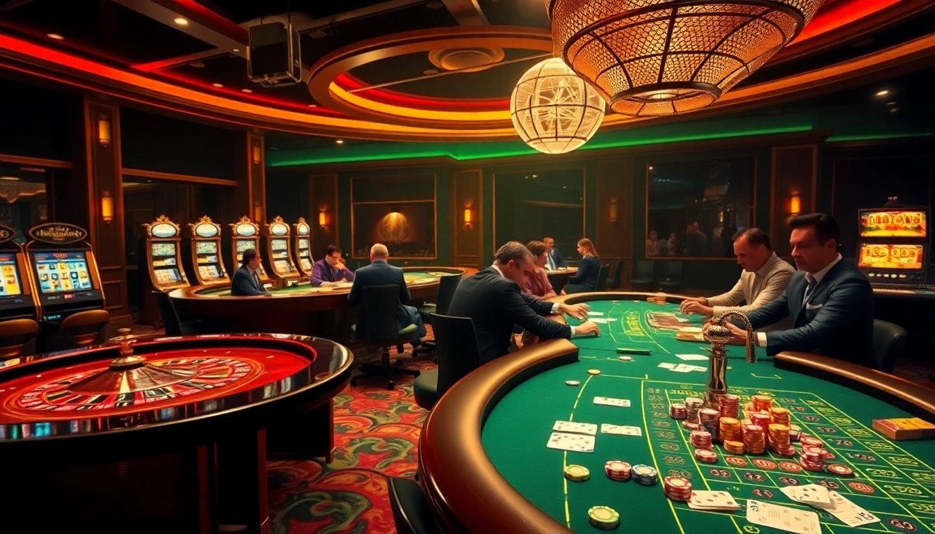 Experience excitement at https://lc88app.com/ with a vibrant casino scene featuring poker, roulette, and slot machines.