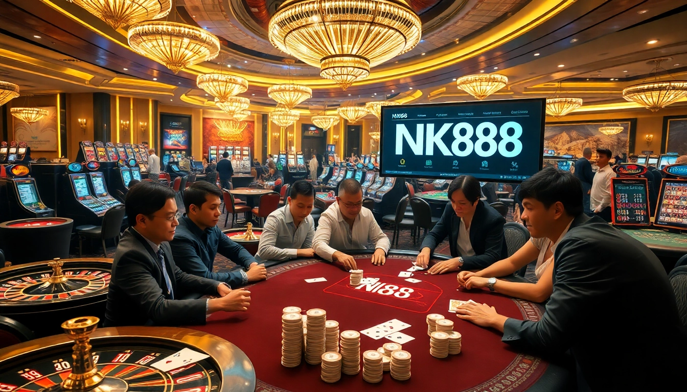 Experience thrilling gameplay at NK88 Casino with vibrant poker tables and exciting games.