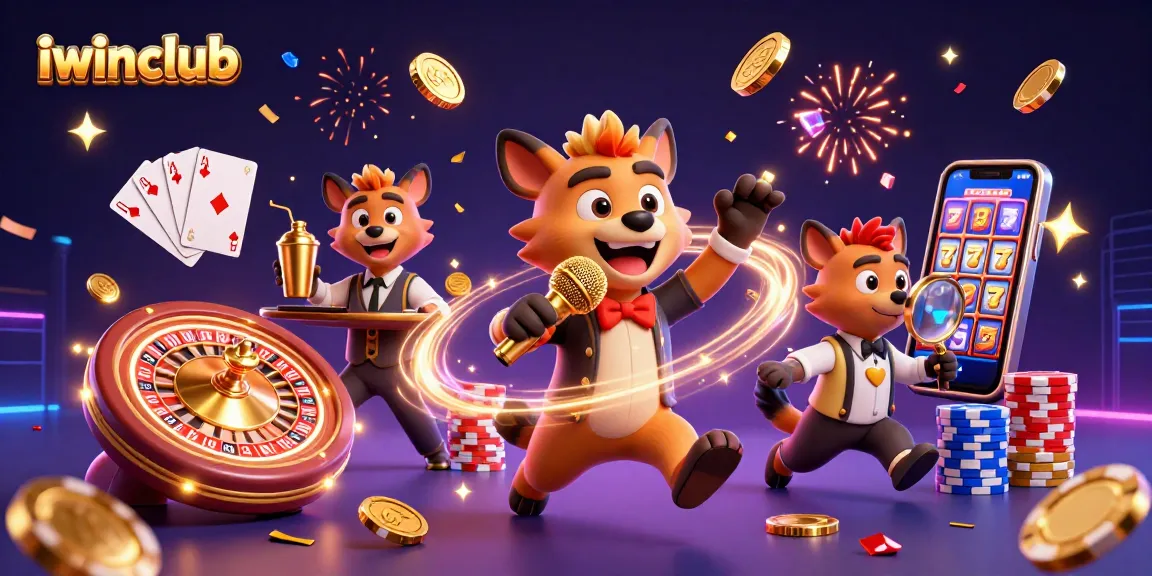 Experience excitement at iwinclub with animated hyenas in a lively casino scene.
