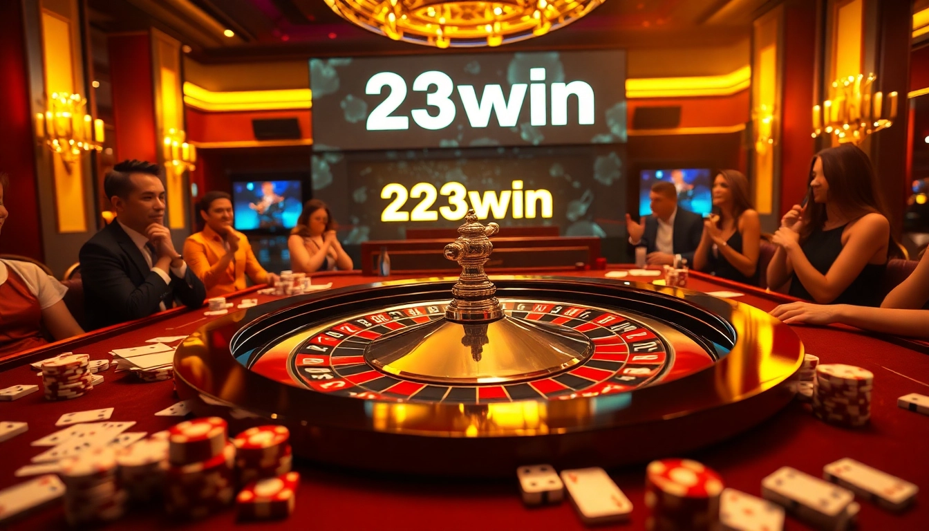 Players engaging at a vibrant casino table, embodying the thrill of 23win gambling.