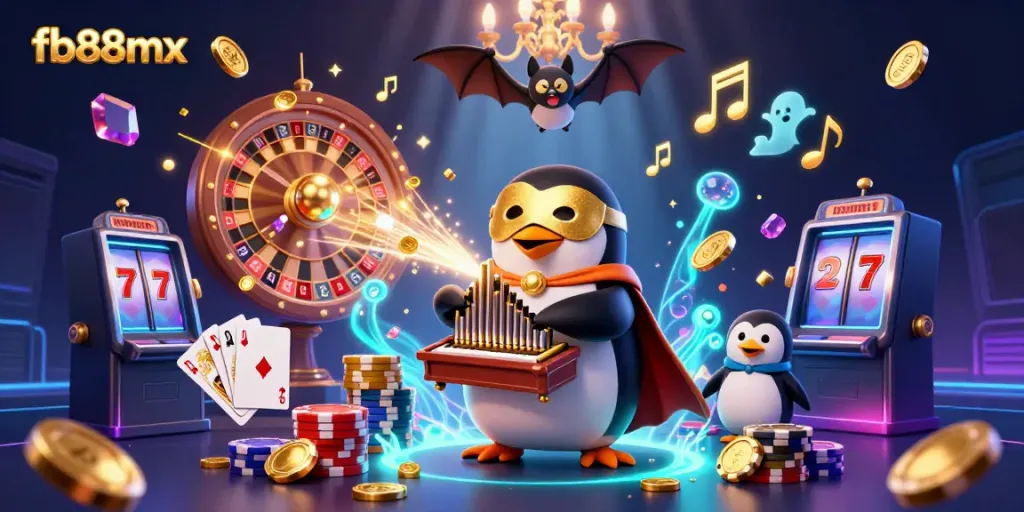 Experience the excitement of fb88mx with vibrant characters and casino elements in this dynamic 3D illustration.