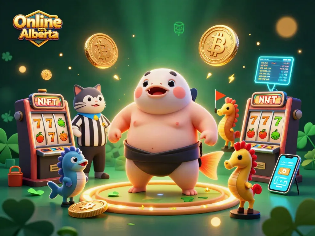 Engage in thrilling games at Online Casino Alberta with lively illustrations of fun characters and vibrant casino themes.