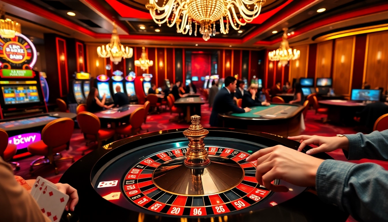 Experience excitement at https://rr88.auction/ with players at a roulette table in a luxury casino setting.
