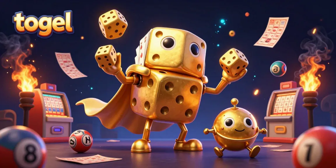 Togel lottery illustration with golden dice and vibrant elements depicting thrilling gambling action.