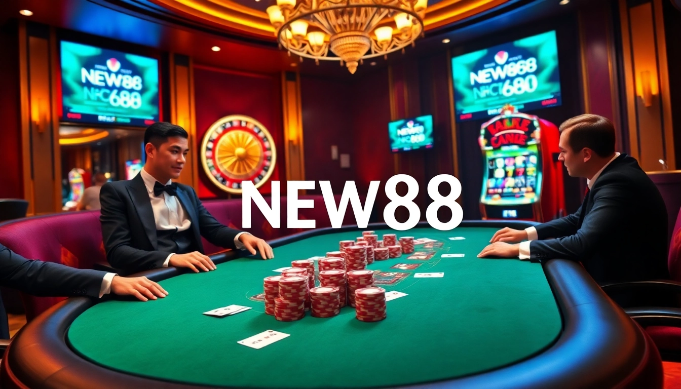 Experience the thrill of Nhà Cái NEW88 with vibrant poker, roulette, and slot machine gaming.