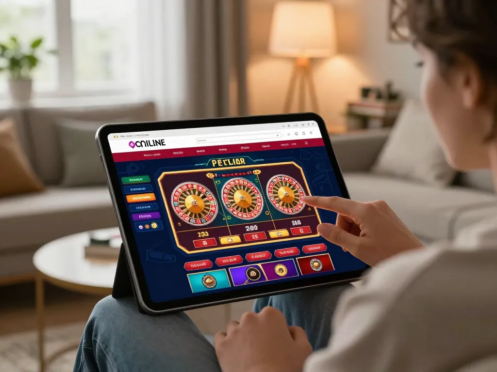Engaging with online games on hello88 tablet in a cozy home setting