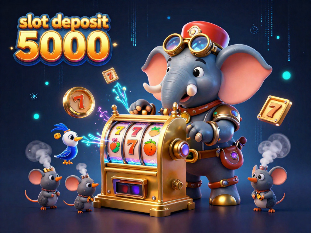 Spin the golden slot deposit 5000 machine with a steampunk elephant engineer and magical 3D elements.