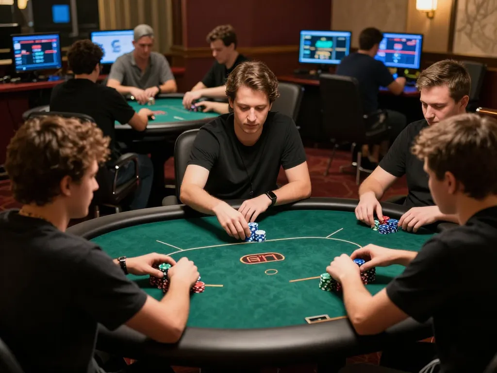 Engaging online poker game at 5679 com, showcasing strategic play and vibrant player interaction.