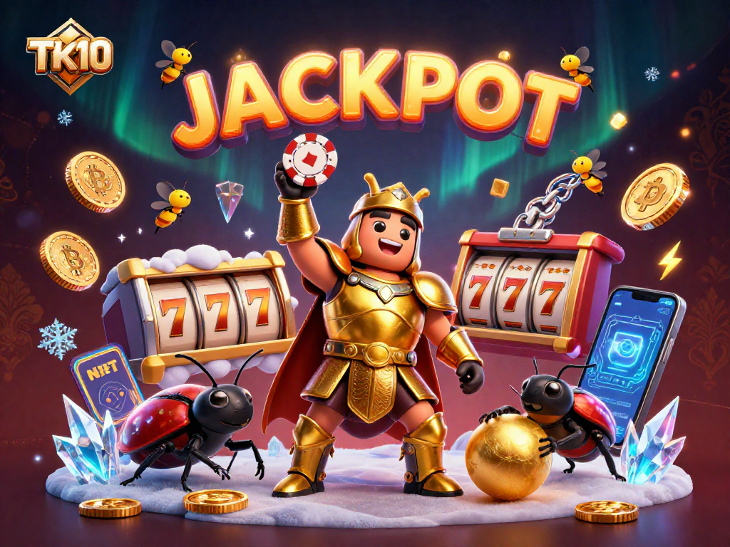 Engage in immersive betting experiences at TK10 with vibrant characters celebrating a jackpot win.