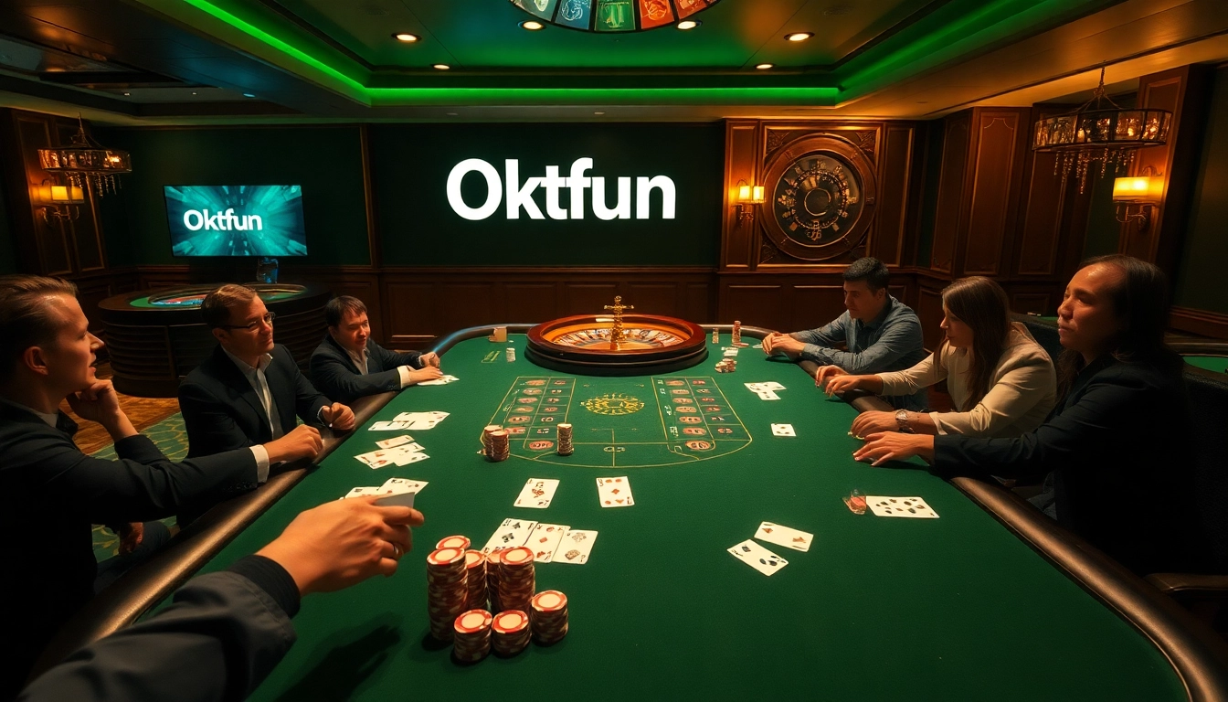 Experience the excitement of gambling at Okfun, featuring vibrant poker tables and thrilling games.