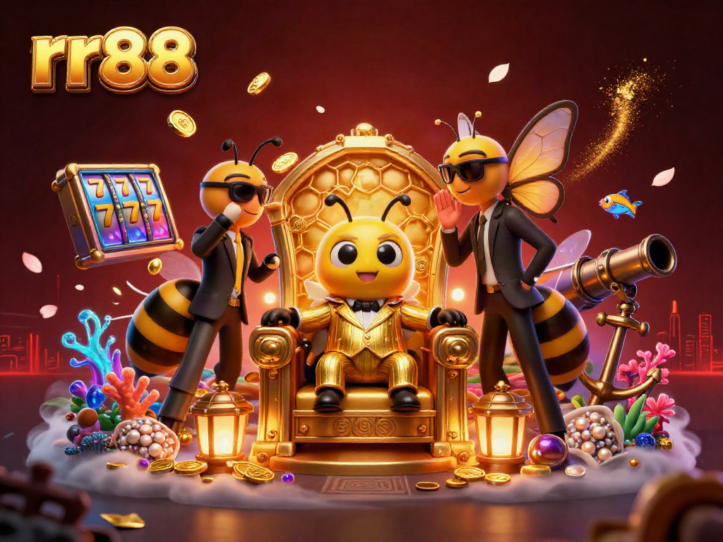 Experience high-stakes gaming at rr88 with a vibrant casino-themed illustration showcasing exciting slots.