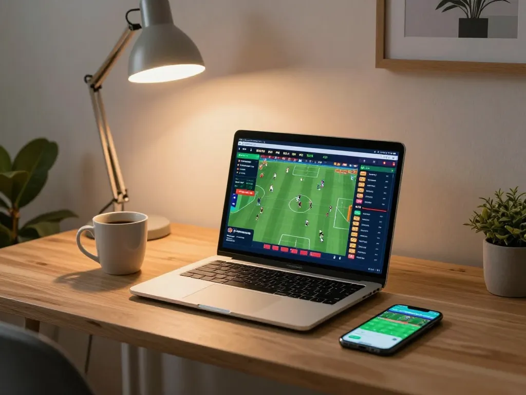 Engaging with slot88 betting odds on a laptop during a cozy home session