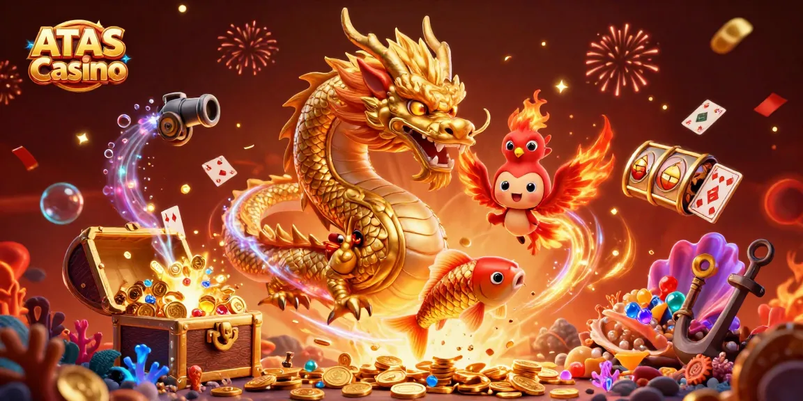 Experience thrilling gameplay at ATAS Casino featuring vibrant characters amidst a treasure-filled scene.