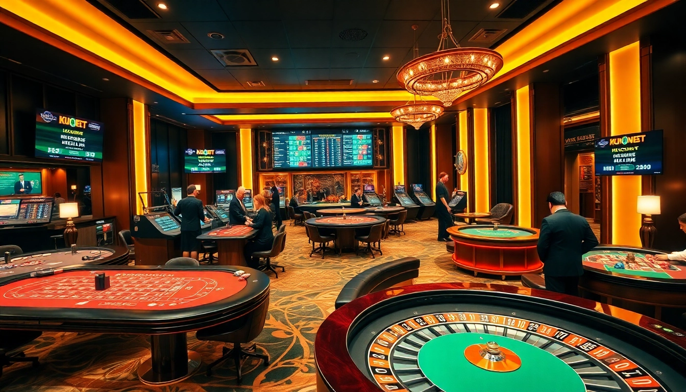 Betting at KUBET.agency with vibrant casino tables and professional dealers.