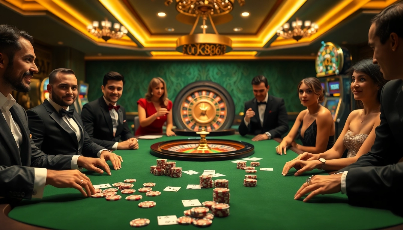 Exciting poker game scene with luxurious elements and OK8386 theme.