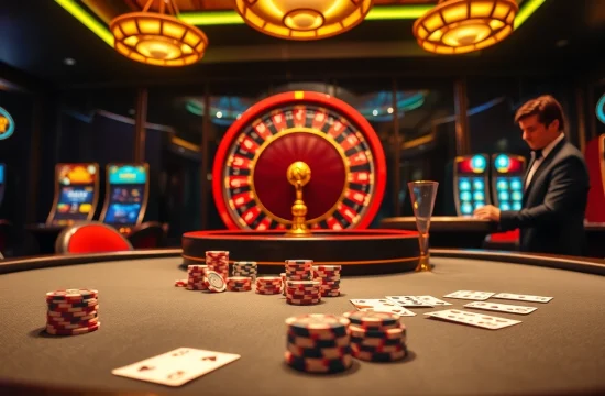 Experience the thrill at https://mm88.bar/ with a lively casino scene showcasing poker and roulette.